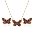 Creative Colorful Crystal Butterfly Pendant Jewelry Set